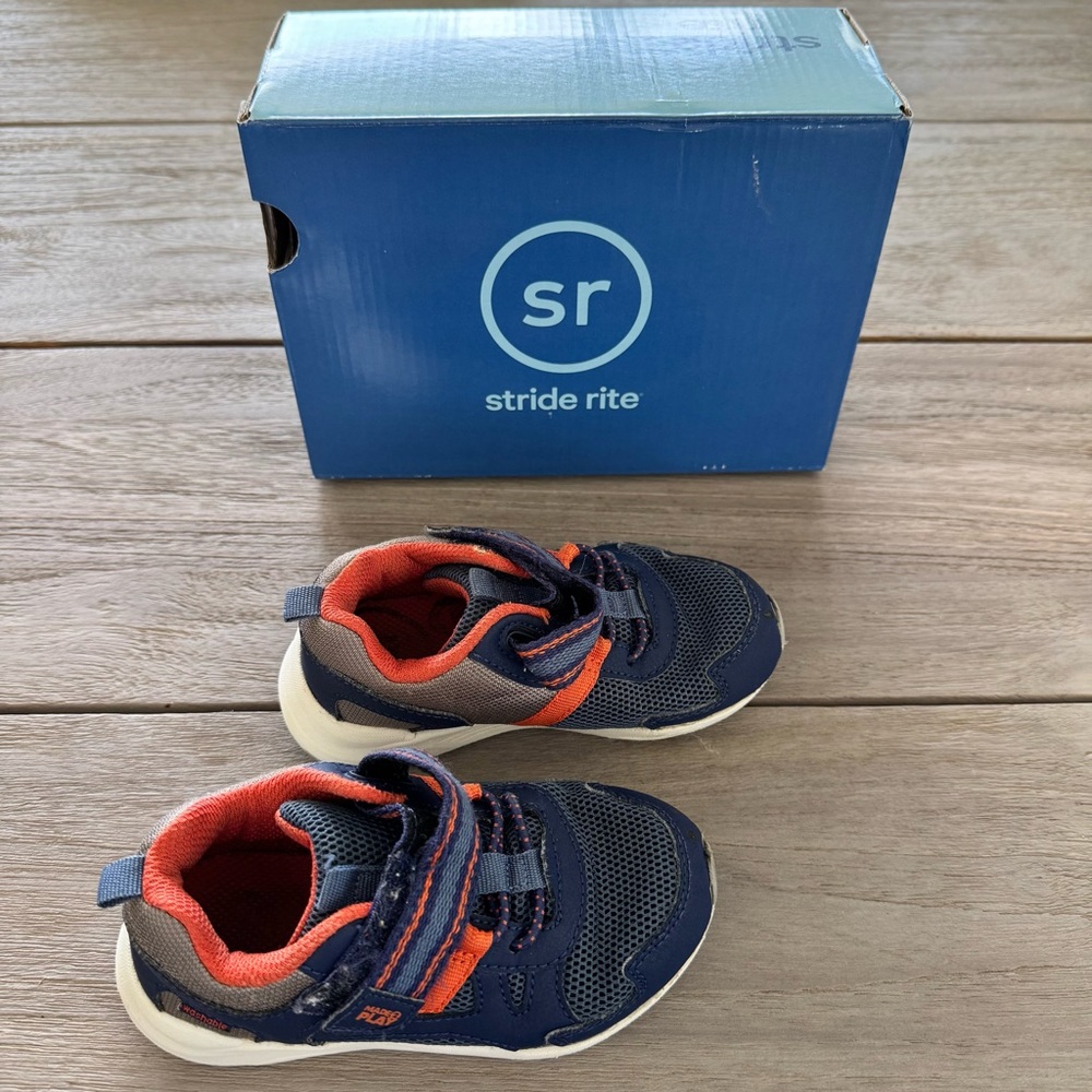 Stride Rite Blue and Orange Sneakers with Velcro Straps